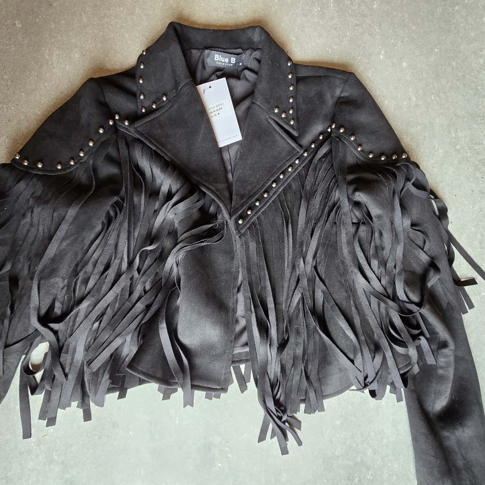 Black Fringe Jacket Apricot Lane